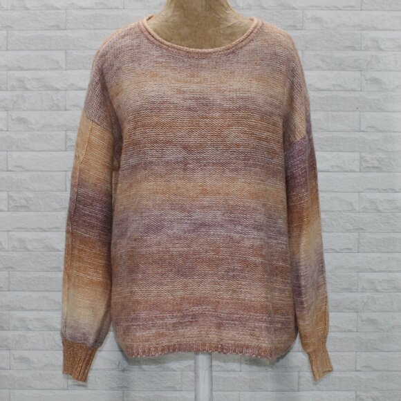 LC LAUREN CONRAD Sweater Ombre Cable Knit Sleeve Oversized Marled Fall X-Large - Picture 1 of 12